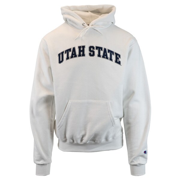 Utah State Patch Embroidered Letters Hoodie White